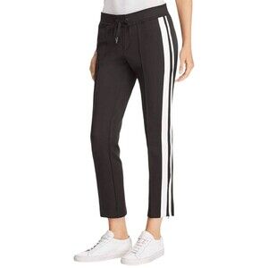 Pam Gela Ankle Track Pants Womens S White Active Strap Knit Black Zip Up Hem